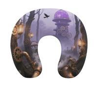 HETVBNS Travel Neck Pillow with Memory Foam, Gothic Fog Forest U Shaped Pillow for Airplane & Car - Detachable Washable Cover, Ergonomic Support for Neck