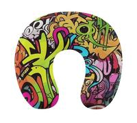 HETVBNS Travel Neck Pillow with Memory Foam, Graffiti Drawing U Shaped Pillow for Airplane & Car - Detachable Washable Cover, Ergonomic Support for Neck