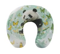 HETVBNS Travel Neck Pillow with Memory Foam, Green Crystal Storm Panda U Shaped Pillow for Airplane & Car - Detachable Washable Cover, Ergonomic Support for Neck