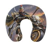 HETVBNS Travel Neck Pillow with Memory Foam, Guan Yu Rides A Motorcycle U Shaped Pillow for Airplane & Car - Detachable Washable Cover, Ergonomic Support for Neck