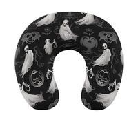 HETVBNS Travel Neck Pillow with Memory Foam, Halloween Goth U Shaped Pillow for Airplane & Car - Detachable Washable Cover, Ergonomic Support for Neck