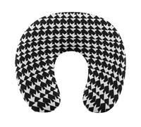 HETVBNS Travel Neck Pillow with Memory Foam, Houndstooth Black U Shaped Pillow for Airplane & Car - Detachable Washable Cover, Ergonomic Support for Neck