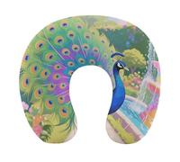 HETVBNS Travel Neck Pillow with Memory Foam, Indian Peacock U Shaped Pillow for Airplane & Car - Detachable Washable Cover, Ergonomic Support for Neck