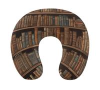 HETVBNS Travel Neck Pillow with Memory Foam, Library Bookshelf Book U Shaped Pillow for Airplane & Car - Detachable Washable Cover, Ergonomic Support for Neck