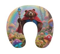 HETVBNS Travel Neck Pillow with Memory Foam, Magic Bear U Shaped Pillow for Airplane & Car - Detachable Washable Cover, Ergonomic Support for Neck