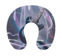 HETVBNS Travel Neck Pillow with Memory Foam, Magic Electric Guitar Music U Shaped Pillow for Airplane & Car - Detachable Washable Cover, Ergonomic Support for Neck