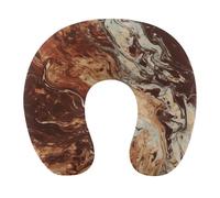 HETVBNS Travel Neck Pillow with Memory Foam, Marble Mixed Brown U Shaped Pillow for Airplane & Car - Detachable Washable Cover, Ergonomic Support for Neck
