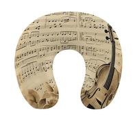 HETVBNS Travel Neck Pillow with Memory Foam, Music Notes U Shaped Pillow for Airplane & Car - Detachable Washable Cover, Ergonomic Support for Neck