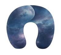 HETVBNS Travel Neck Pillow with Memory Foam, Nebula and Moon U Shaped Pillow for Airplane & Car - Detachable Washable Cover, Ergonomic Support for Neck