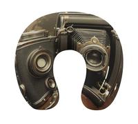 HETVBNS Travel Neck Pillow with Memory Foam, Old Camera U Shaped Pillow for Airplane & Car - Detachable Washable Cover, Ergonomic Support for Neck