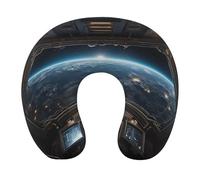 HETVBNS Travel Neck Pillow with Memory Foam, Outer Space Views from The Spaceship U Shaped Pillow for Airplane & Car - Detachable Washable Cover, Ergonomic Support for Neck