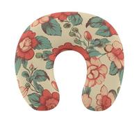 HETVBNS Travel Neck Pillow with Memory Foam, Retro Flower U Shaped Pillow for Airplane & Car - Detachable Washable Cover, Ergonomic Support for Neck