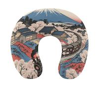 HETVBNS Travel Neck Pillow with Memory Foam, Sakura Train U Shaped Pillow for Airplane & Car - Detachable Washable Cover, Ergonomic Support for Neck
