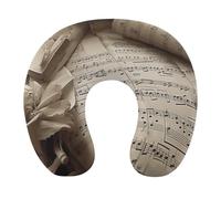 HETVBNS Travel Neck Pillow with Memory Foam, Sheet Music U Shaped Pillow for Airplane & Car - Detachable Washable Cover, Ergonomic Support for Neck