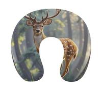 HETVBNS Travel Neck Pillow with Memory Foam, Sika Deer U Shaped Pillow for Airplane & Car - Detachable Washable Cover, Ergonomic Support for Neck