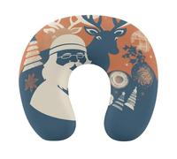 HETVBNS Travel Neck Pillow with Memory Foam, Silhouette Santa Claus U Shaped Pillow for Airplane & Car - Detachable Washable Cover, Ergonomic Support for Neck
