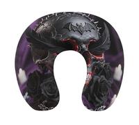 HETVBNS Travel Neck Pillow with Memory Foam, Sugar Skulls Print U Shaped Pillow for Airplane & Car - Detachable Washable Cover, Ergonomic Support for Neck