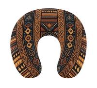 HETVBNS Travel Neck Pillow with Memory Foam, Traditional African Design Pattern U Shaped Pillow for Airplane & Car - Detachable Washable Cover, Ergonomic Support for Neck