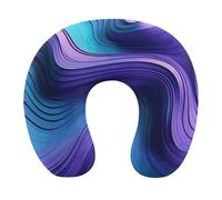 HETVBNS Travel Neck Pillow with Memory Foam, Wavy Purple U Shaped Pillow for Airplane & Car - Detachable Washable Cover, Ergonomic Support for Neck