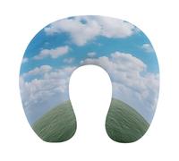 HETVBNS Travel Neck Pillow with Memory Foam, White Clouds Sky U Shaped Pillow for Airplane & Car - Detachable Washable Cover, Ergonomic Support for Neck