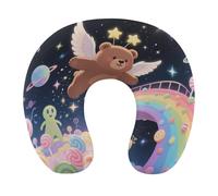 HETVBNS Travel Neck Pillow with Memory Foam, Winged Bear U Shaped Pillow for Airplane & Car - Detachable Washable Cover, Ergonomic Support for Neck