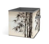 HETVBNS Tree Image Chinese Calligraphy Storage Bins 10.6 Inch, Oxford Fabric Foldable Storage Cube Organizer Basket with Handles, Fabric Bins for Closet Shelves, Toys, Clothes, Books, Bedroom