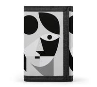 HETVBNS TriFold Wallet with 8 Card Slots & Keychain | Durable Polyester | Compact Abstract Face Wallet for Travel