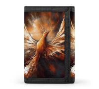 HETVBNS TriFold Wallet with 8 Card Slots & Keychain | Durable Polyester | Compact Abstract Phoenix Wallet for Travel
