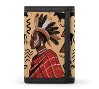 HETVBNS TriFold Wallet with 8 Card Slots & Keychain | Durable Polyester | Compact African Art Wallet for Travel
