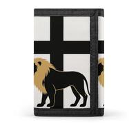 HETVBNS TriFold Wallet with 8 Card Slots & Keychain | Durable Polyester | Compact African Leo Lion King with Cross Wallet for Travel