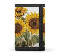 HETVBNS TriFold Wallet with 8 Card Slots & Keychain | Durable Polyester | Compact Alluring Sunflowers Summer Wallet for Travel