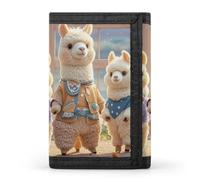 HETVBNS TriFold Wallet with 8 Card Slots & Keychain | Durable Polyester | Compact Alpacas Together Wallet for Travel