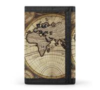 HETVBNS TriFold Wallet with 8 Card Slots & Keychain | Durable Polyester | Compact Ancient Map World Globe Wallet for Travel