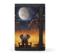 HETVBNS TriFold Wallet with 8 Card Slots & Keychain | Durable Polyester | Compact Animal Elephant Owl Tree Moon Star Wallet for Travel