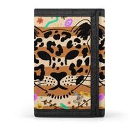 HETVBNS TriFold Wallet with 8 Card Slots & Keychain | Durable Polyester | Compact Animal Leopard Print Wallet for Travel