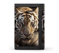 HETVBNS TriFold Wallet with 8 Card Slots & Keychain | Durable Polyester | Compact Animal Tiger Wallet for Travel