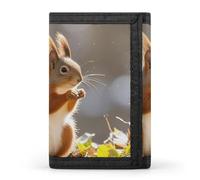 HETVBNS TriFold Wallet with 8 Card Slots & Keychain | Durable Polyester | Compact Autumn Squirrel Wallet for Travel