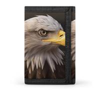HETVBNS TriFold Wallet with 8 Card Slots & Keychain | Durable Polyester | Compact Bald Eagle Wallet for Travel
