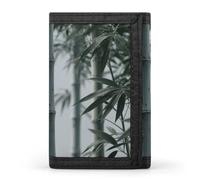 HETVBNS TriFold Wallet with 8 Card Slots & Keychain | Durable Polyester | Compact Bamboo Printed Wallet for Travel