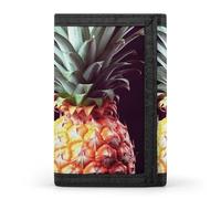 HETVBNS TriFold Wallet with 8 Card Slots & Keychain | Durable Polyester | Compact Beautiful Pineapple Wallet for Travel