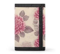 HETVBNS TriFold Wallet with 8 Card Slots & Keychain | Durable Polyester | Compact Beautiful Vintage Flower Wallet for Travel