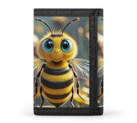 HETVBNS TriFold Wallet with 8 Card Slots & Keychain | Durable Polyester | Compact Bee Wallet for Travel