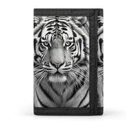 HETVBNS TriFold Wallet with 8 Card Slots & Keychain | Durable Polyester | Compact Black And White Tiger Wallet for Travel