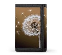 HETVBNS TriFold Wallet with 8 Card Slots & Keychain | Durable Polyester | Compact Blown Dandelion Blossom Wallet for Travel