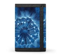 HETVBNS TriFold Wallet with 8 Card Slots & Keychain | Durable Polyester | Compact Blue Dandelion Wallet for Travel