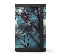 HETVBNS TriFold Wallet with 8 Card Slots & Keychain | Durable Polyester | Compact Blue Moon Wallet for Travel