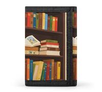 HETVBNS TriFold Wallet with 8 Card Slots & Keychain | Durable Polyester | Compact Bookshelf Flowers Wallet for Travel