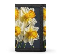 HETVBNS TriFold Wallet with 8 Card Slots & Keychain | Durable Polyester | Compact Bouquet of Daffodils Wallet for Travel
