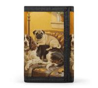 HETVBNS TriFold Wallet with 8 Card Slots & Keychain | Durable Polyester | Compact Brown Gordon Setter Pug Snuggles Wallet for Travel