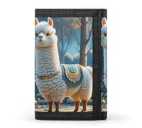 HETVBNS TriFold Wallet with 8 Card Slots & Keychain | Durable Polyester | Compact Cartoon Alpaca Cute Animal Wallet for Travel